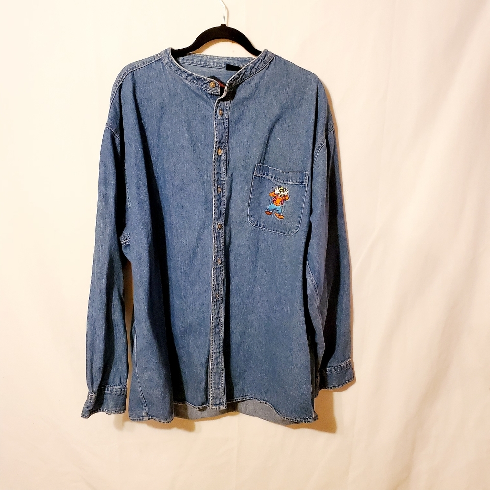 Disney jean button up shirt